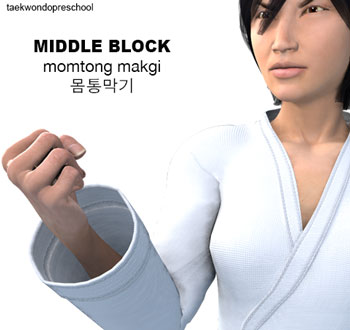 Taekwondo Middle Block ( 몸통막기 momtong makgi )