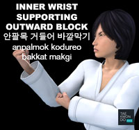 Inner Wrist Supporting Outward Block ( 안팔목 거들어 바깥막기 anpalmok-kodureo-bakkat-makgi )
