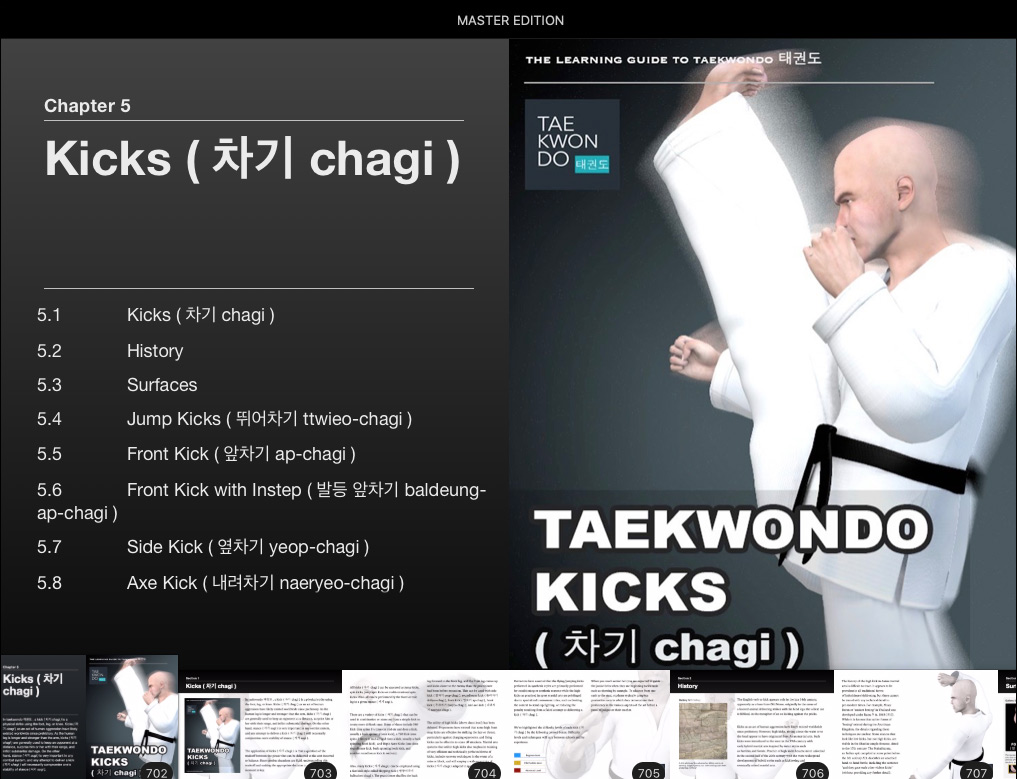Taekwondo Kicking ( 차기 chagi ) Menu Page from Taekwondo Preschool Master Edition Apple Books