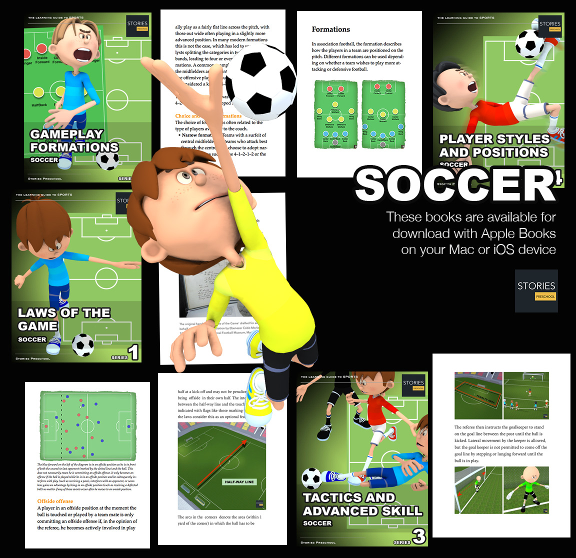 Soccer Apple Books: Soccer is a sport played between two teams of eleven players with a spherical ball. The object of the game is to score by getting the ball into the opposing goal | Stories Preschool