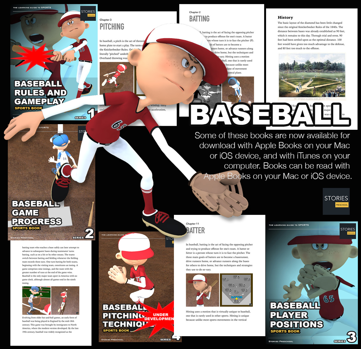 Baseball is a bat-and-ball game played between two teams of nine players each who take turns batting and fielding. The batting team attempts to score runs by hitting a ball that is thrown by the pitcher. | Stories Preschool