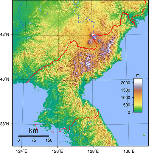 Topography of North Korea