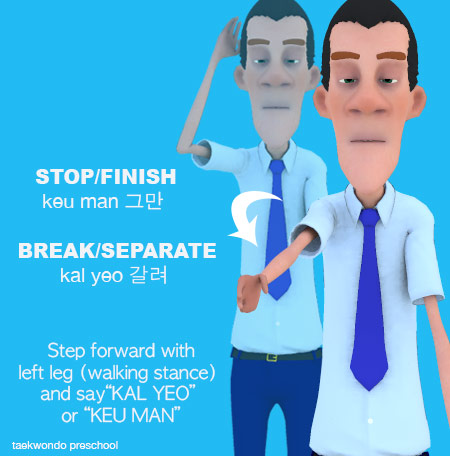 World Taekwondo (WT) Tournament Referee - Break/Separate (kal yeo) and Stop/Finish (keu man)