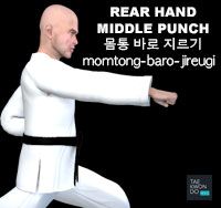 Rear Hand Middle Punch ( 몸통 바로 지르기 momtong-baro-jireugi )