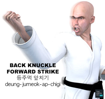 Back Knuckle Forward Strike ( 등주먹 앞치기 deung-jumeok-ap-chigi )