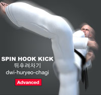 Spin Hook Kick (뒤후려차기 dwi-huryeo-chagi)