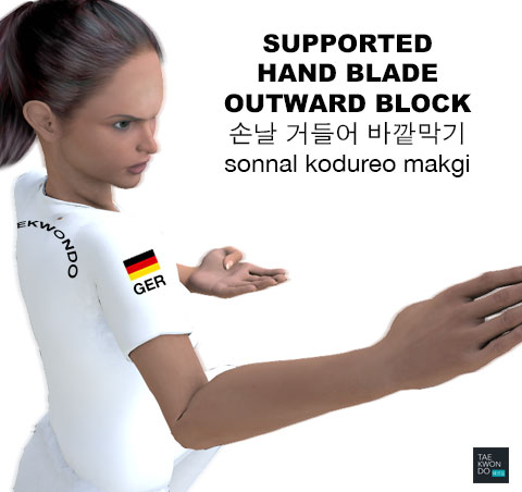 Supported Hand Blade Outward Block ( 손날 거들어 바깥막기 sonnal kodureo makgi )