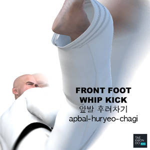 Front Foot Whip Kick ( 앞발 후려차기 apbal-huryeo-chagi )