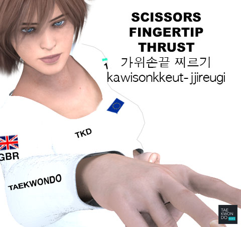 Scissors Fingertip Thrust ( 가위손끝 찌르기 kawisonkkeut-jjireugi )