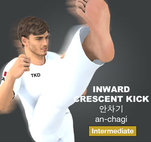 Inward Crescent Kick ( 안차기 an-chagi )